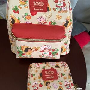 Strawberry shortcake backpack and wallet nwt Loungefly